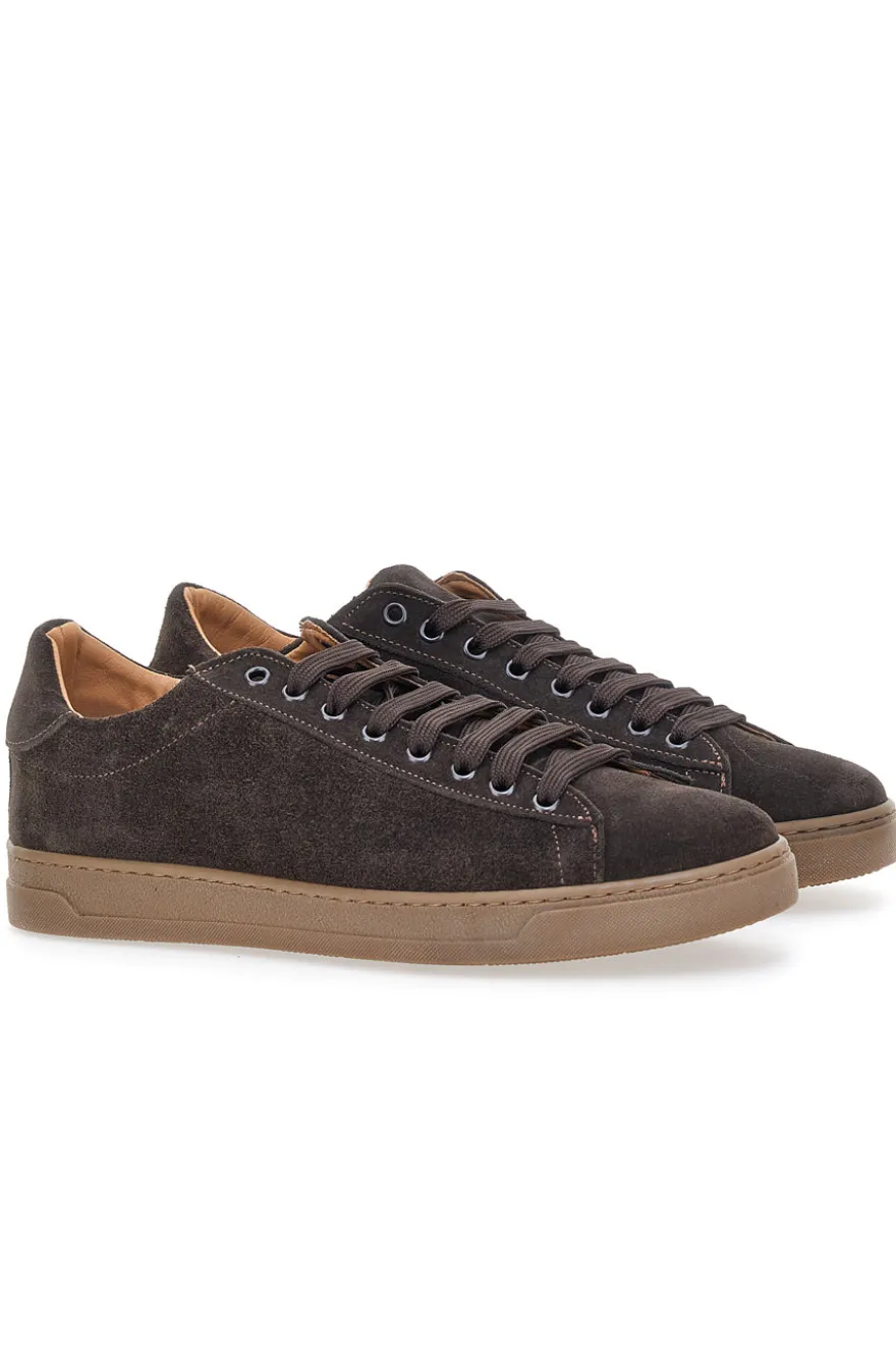 Sneakers marroni in camoscio con suola a contrasto Ptr 3021