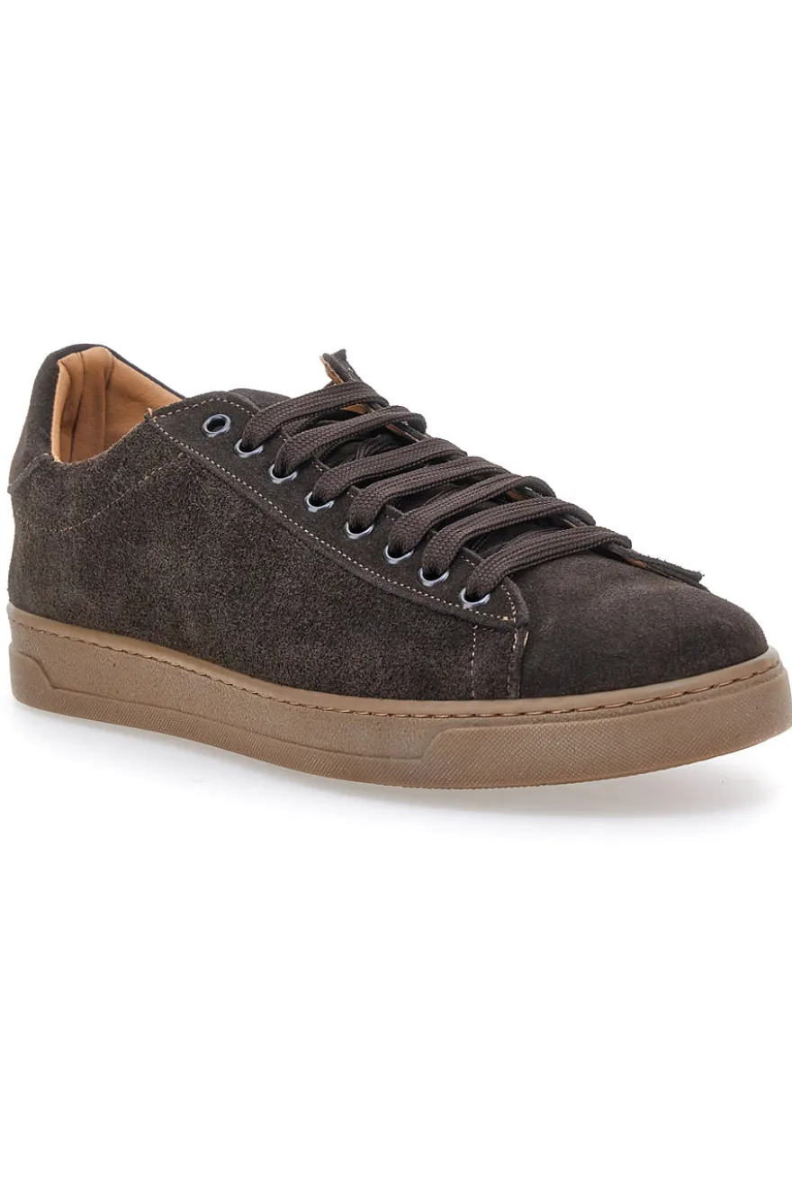 Sneakers marroni in camoscio con suola a contrasto Ptr 3021
