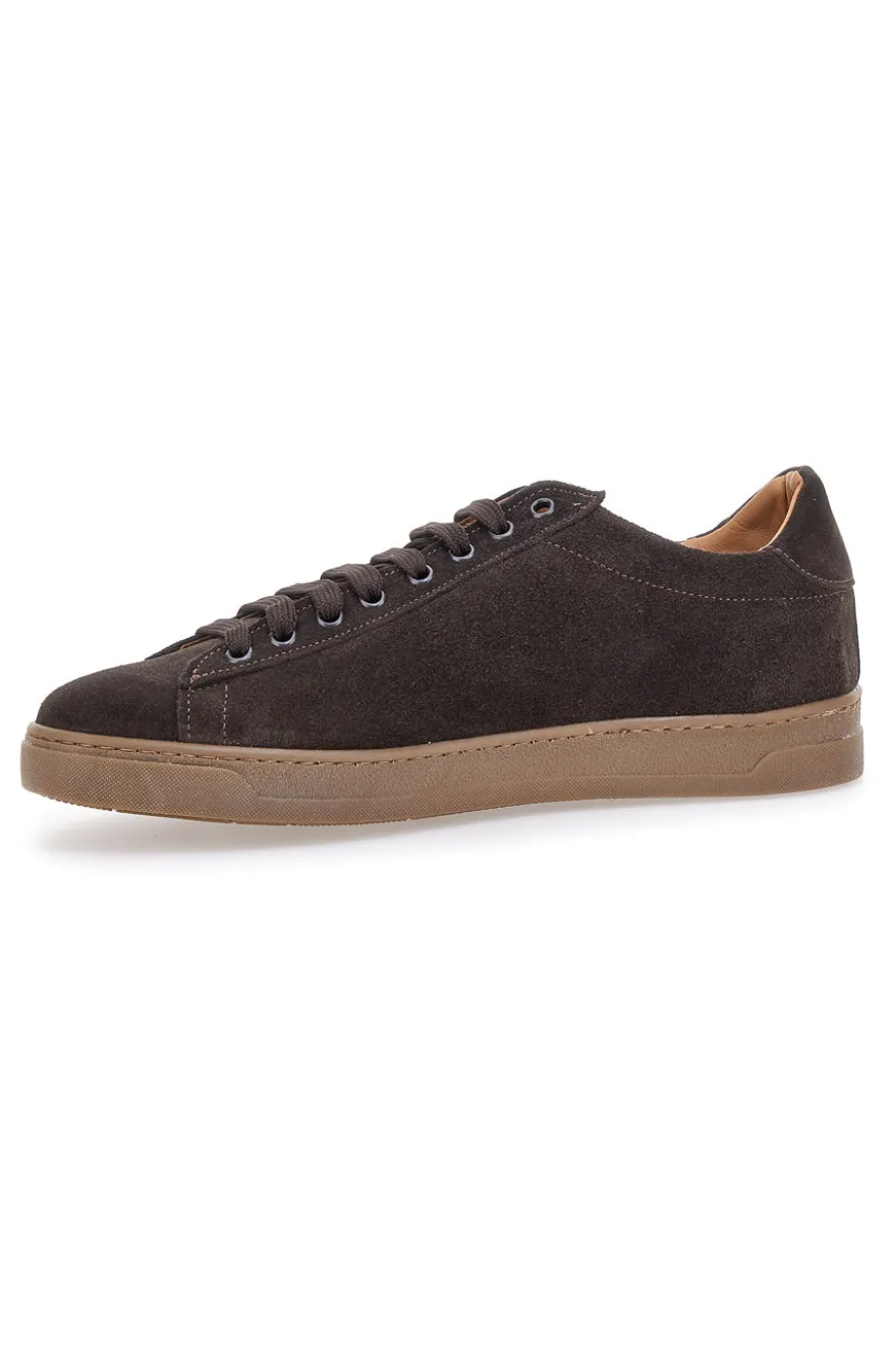 Sneakers marroni in camoscio con suola a contrasto Ptr 3021