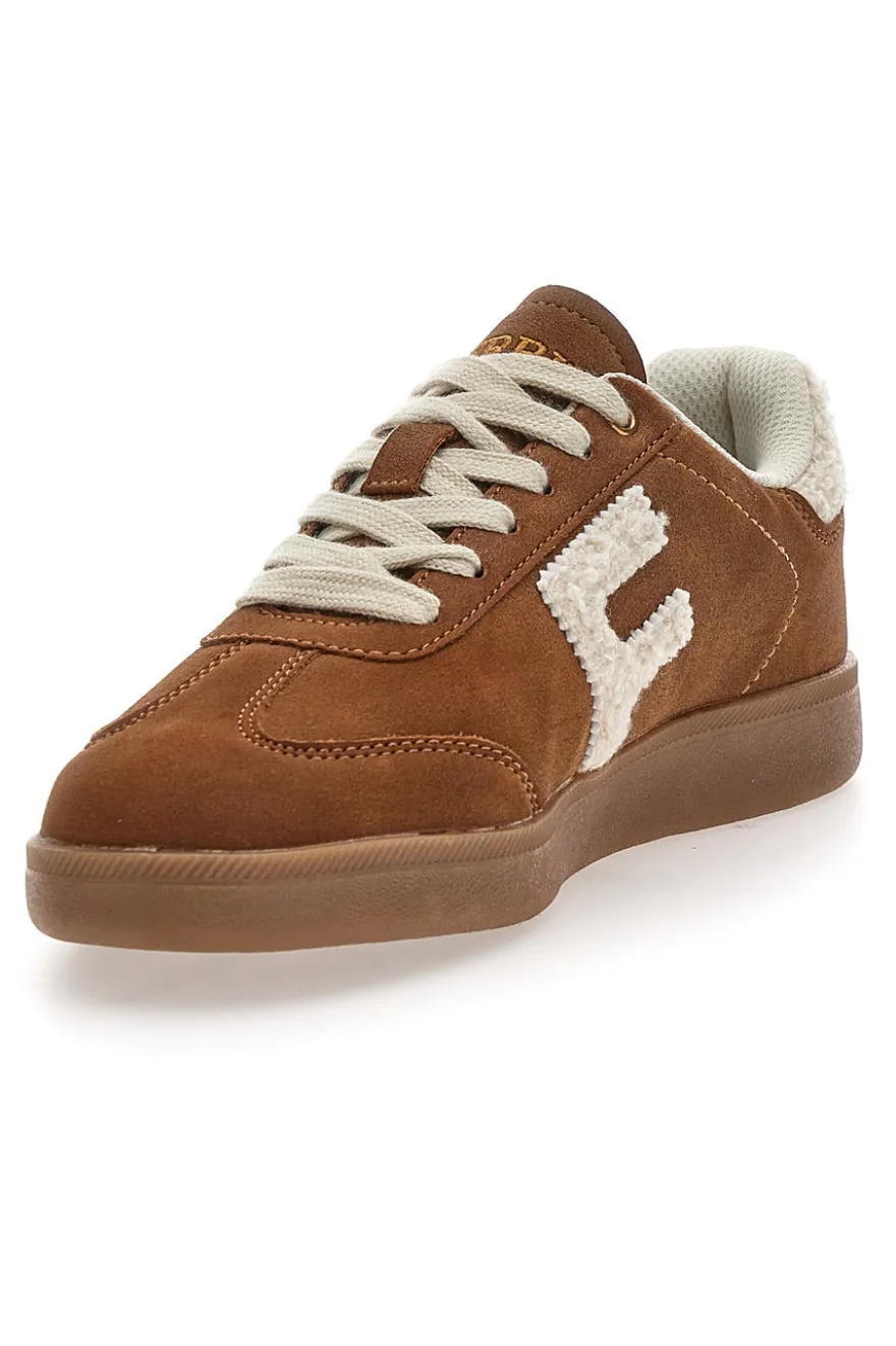 Sneakers marroni in effetto suede con logo ricamato Ferre' F501C532