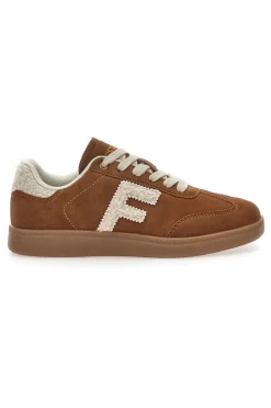 Sneakers marroni in effetto suede con logo ricamato Ferre' F501C532