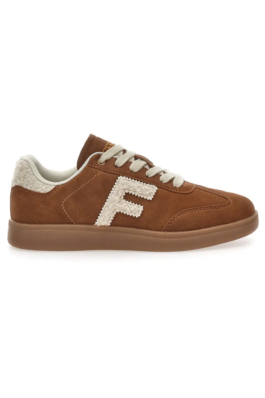 Sneakers marroni in effetto suede con logo ricamato Ferre' F501C532