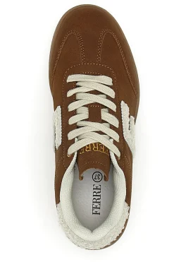 Sneakers marroni in effetto suede con logo ricamato Ferre' F501C532