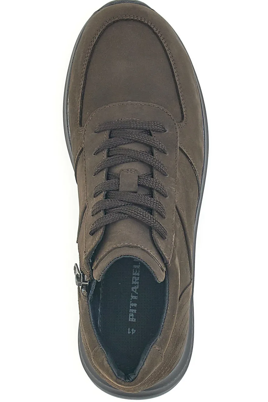 Sneakers marroni in pelle con zip laterale Pittarello 24097621 da Uomo