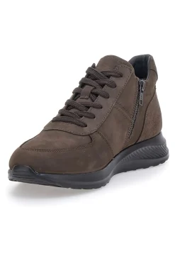 Sneakers marroni in pelle con zip laterale Pittarello 24097621 da Uomo