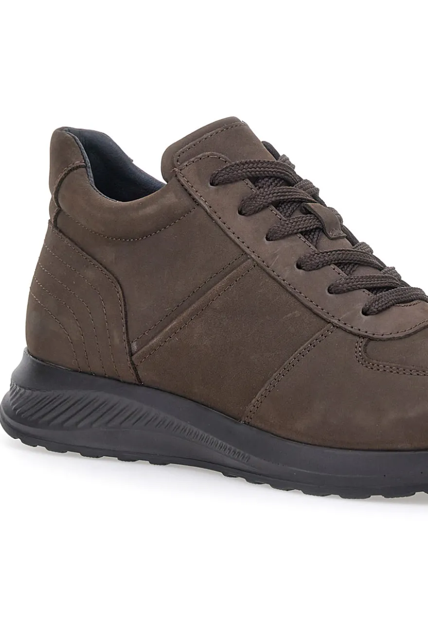 Sneakers marroni in pelle con zip laterale Pittarello 24097621 da Uomo