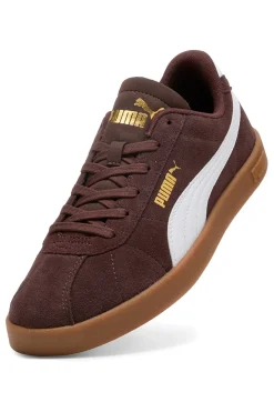 Sneakers marroni in suede con logo oro Puma Club II