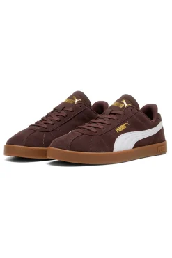 Sneakers marroni in suede con logo oro Puma Club II