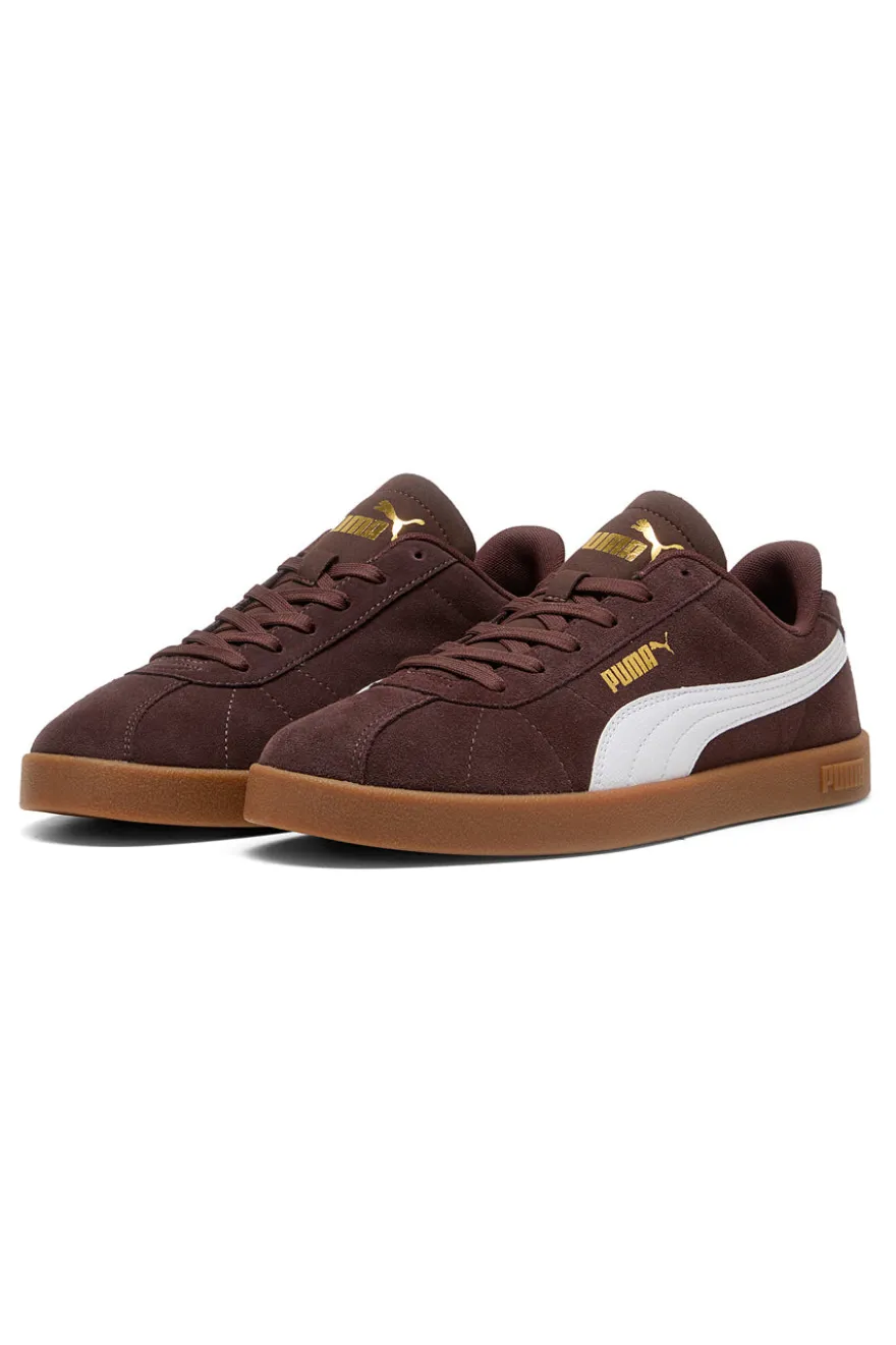Sneakers marroni in suede con logo oro Puma Club II