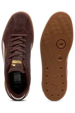 Sneakers marroni in suede con logo oro Puma Club II