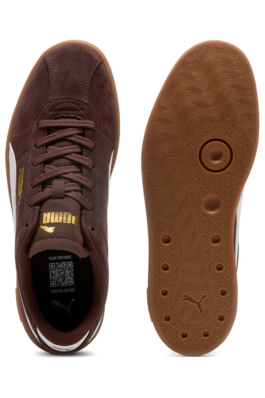 Sneakers marroni in suede con logo oro Puma Club II
