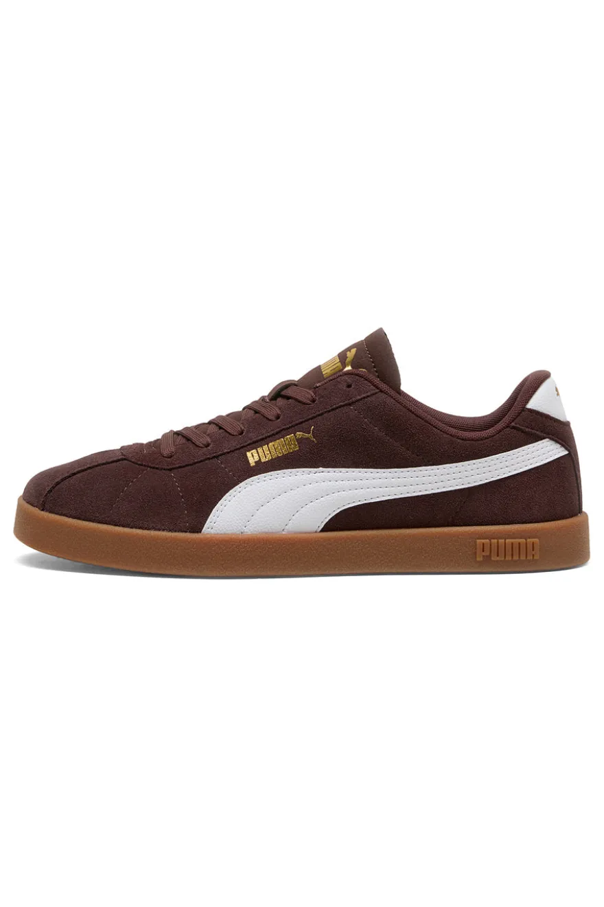 Sneakers marroni in suede con logo oro Puma Club II