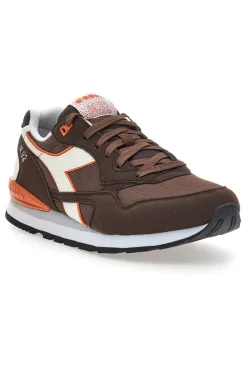 Sneakers marroni in tessuto con dettagli arancioni Diadora 183076 30045