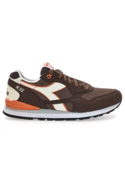 Sneakers marroni in tessuto con dettagli arancioni Diadora 183076 30045