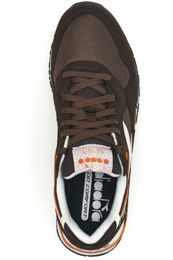 Sneakers marroni in tessuto con dettagli arancioni Diadora 183076 30045