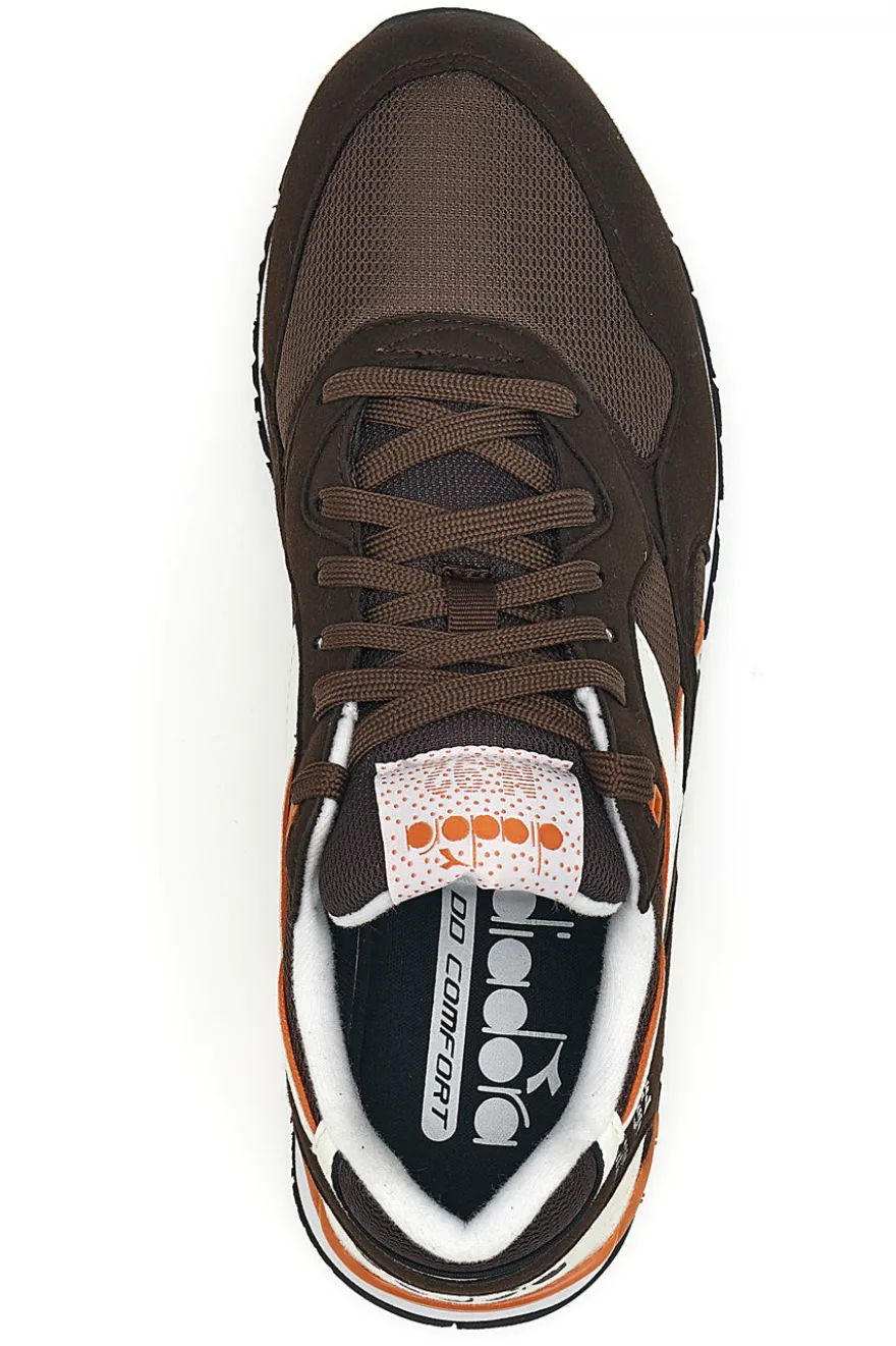Sneakers marroni in tessuto con dettagli arancioni Diadora 183076 30045