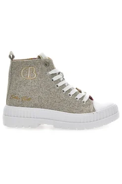 Sneakers Mid Cut Cotton Belt Linen Beige