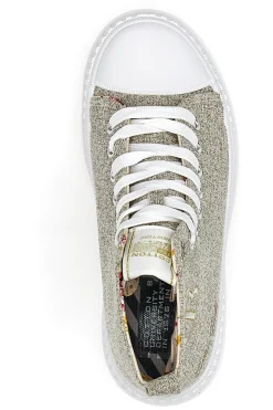 Sneakers Mid Cut Cotton Belt Linen Beige