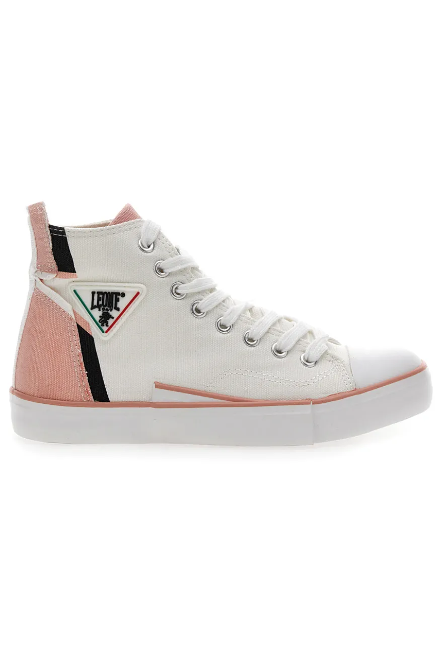 Sneakers Mid Cut in Tela Bianche Leone 41