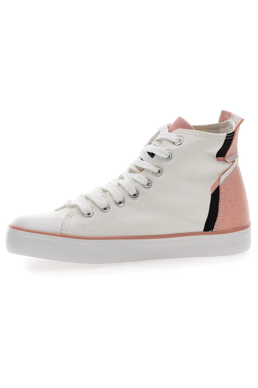 Sneakers Mid Cut in Tela Bianche Leone 41