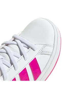 Sneakers mid-cut bianche con strisce fucsia Adidas Grand Court Mid K