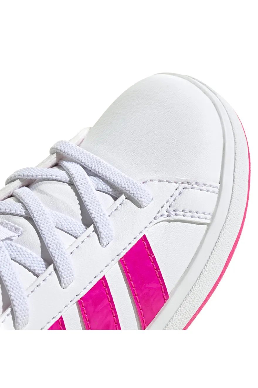 Sneakers mid-cut bianche con strisce fucsia Adidas Grand Court Mid K