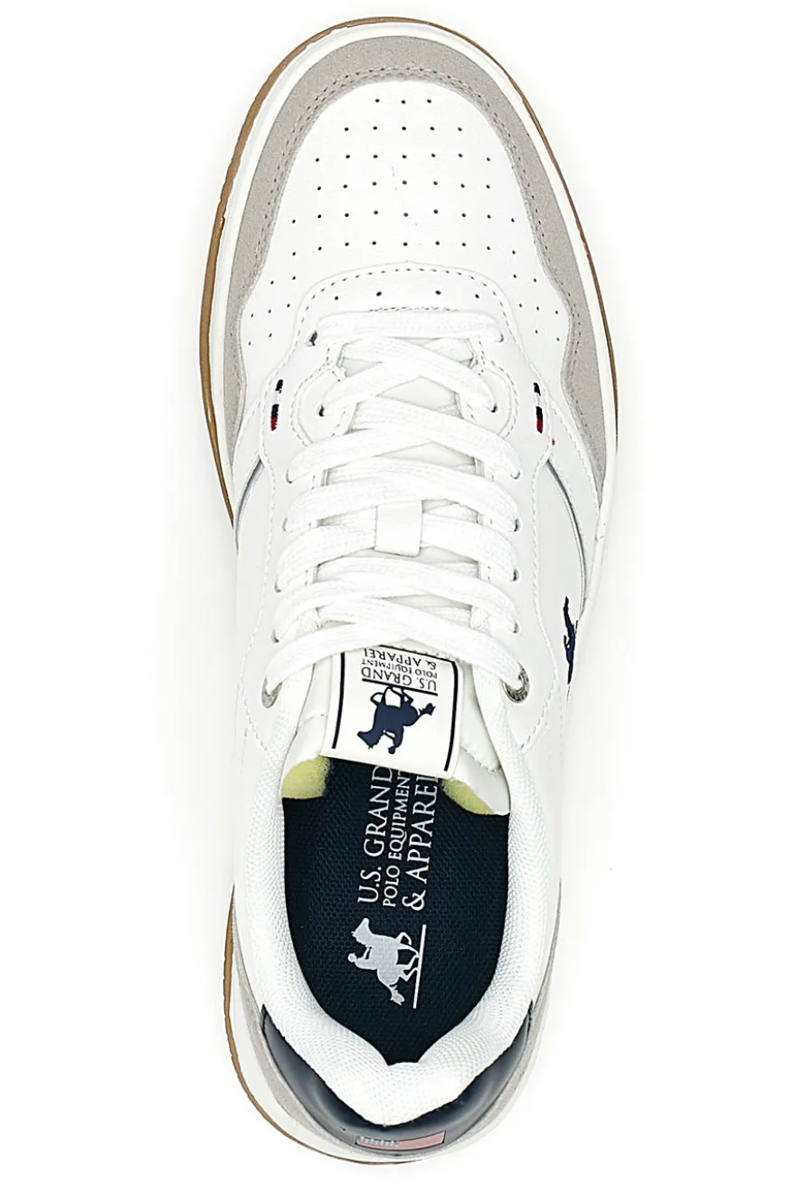 Sneakers Mid-Cut Bianche Con Strappo U.S. Grand Polo GPM424215J