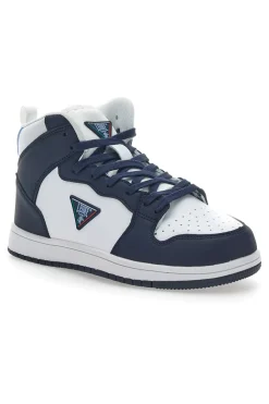 Sneakers Mid-Cut Bianche e Blu Leone 37