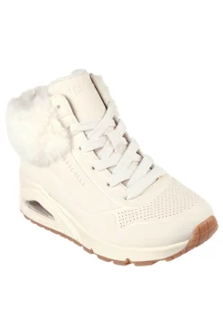 Sneakers mid-cut bianco imbottito con cerniera SKECHERS UNO FALL AIR