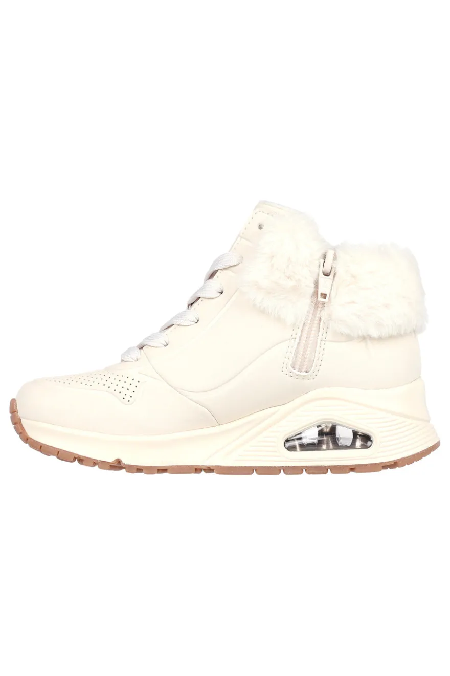Sneakers mid-cut bianco imbottito con cerniera SKECHERS UNO FALL AIR
