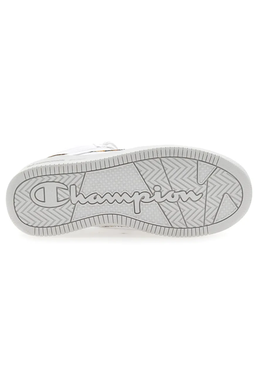 Sneakers Mid-Cut Champion Foul Play Plat Mid Animalier Bianche