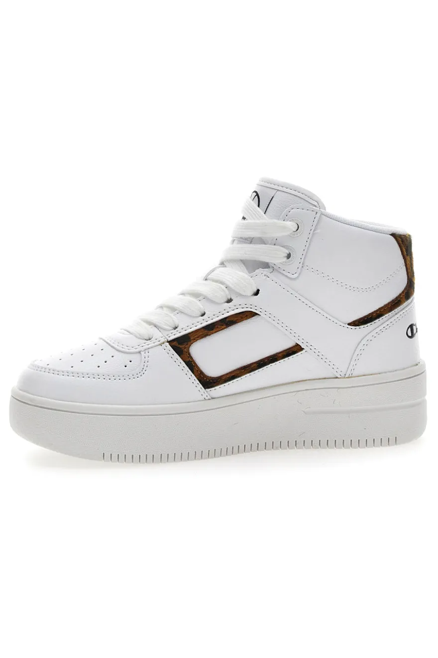 Sneakers Mid-Cut Champion Foul Play Plat Mid Animalier Bianche