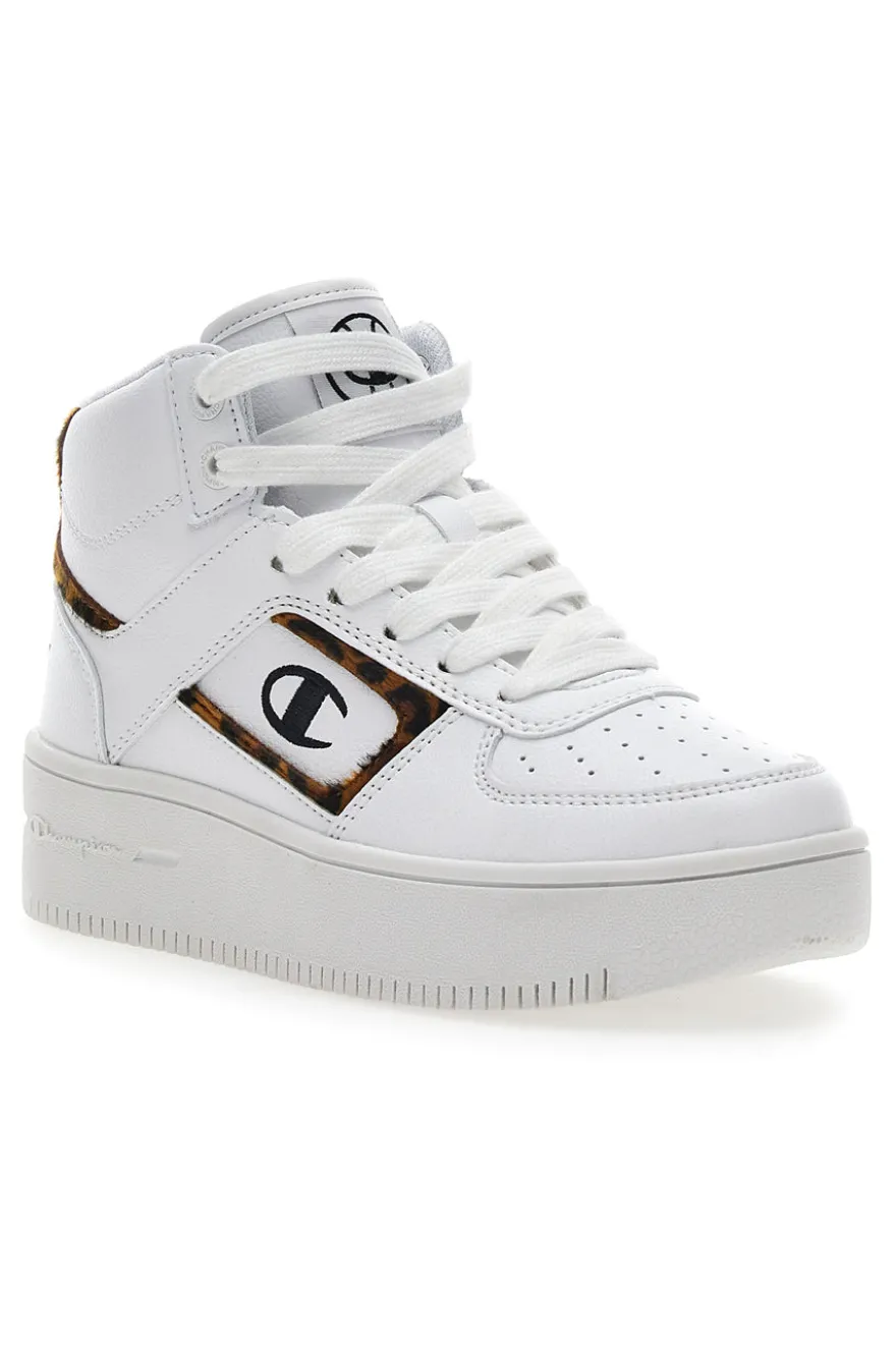 Sneakers Mid-Cut Champion Foul Play Plat Mid Animalier Bianche