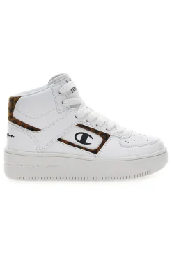 Sneakers Mid-Cut Champion Foul Play Plat Mid Animalier Bianche