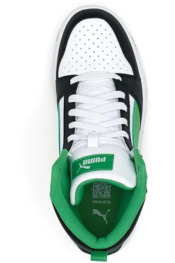 Sneakers Mid-Cut con Tomaia Traforata Puma REBOUND V6 MID JR Nere e Verdi