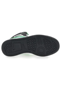 Sneakers Mid-Cut con Tomaia Traforata Puma REBOUND V6 MID JR Nere e Verdi