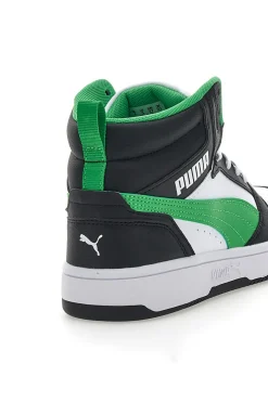 Sneakers Mid-Cut con Tomaia Traforata Puma REBOUND V6 MID JR Nere e Verdi