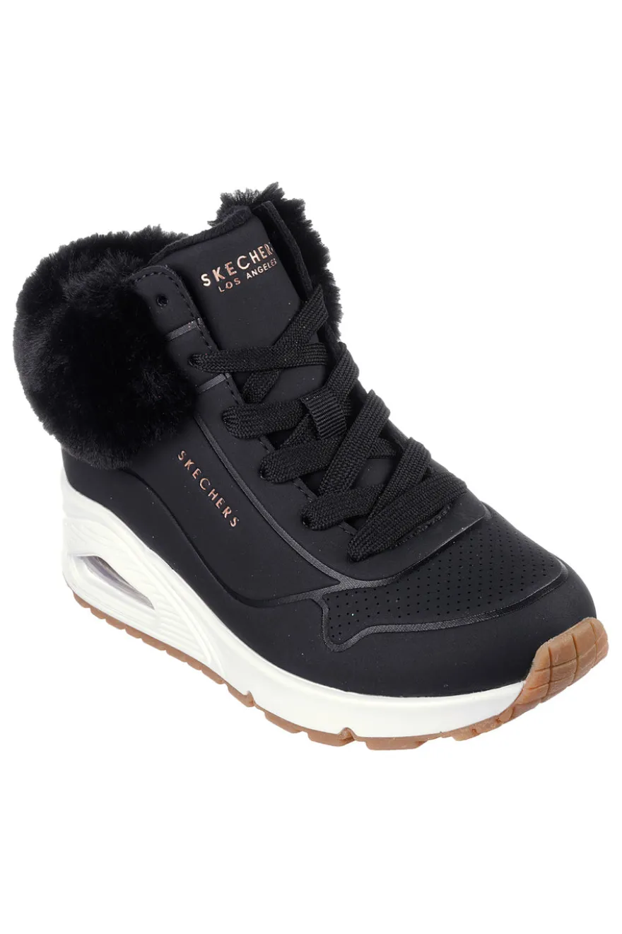 Sneakers Mid-Cut Nere Con Pelo Skechers Uno Fall Air
