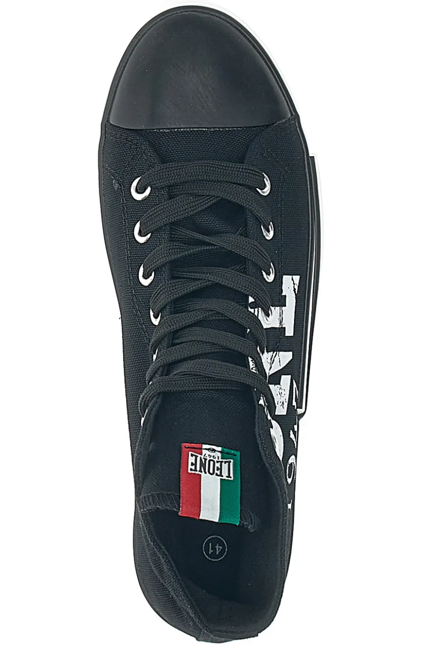 Sneakers Mid-Cut Nere e Bianche In Tela Leone 40