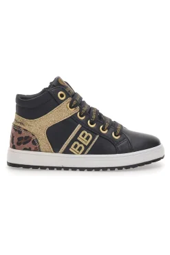 Sneakers Mid-Cut Nere e Oro Laura Biagiotti 8706