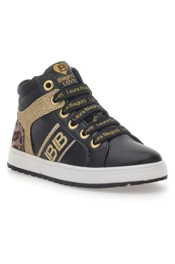 Sneakers Mid-Cut Nere e Oro Laura Biagiotti 8706