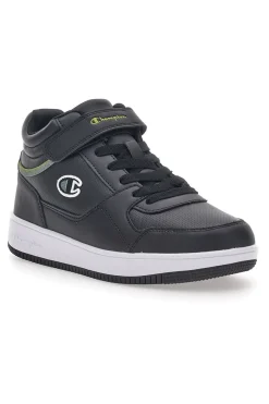 Sneakers Mid-Cut nere e Verde con Velcro CHAMPION REBOUND MID