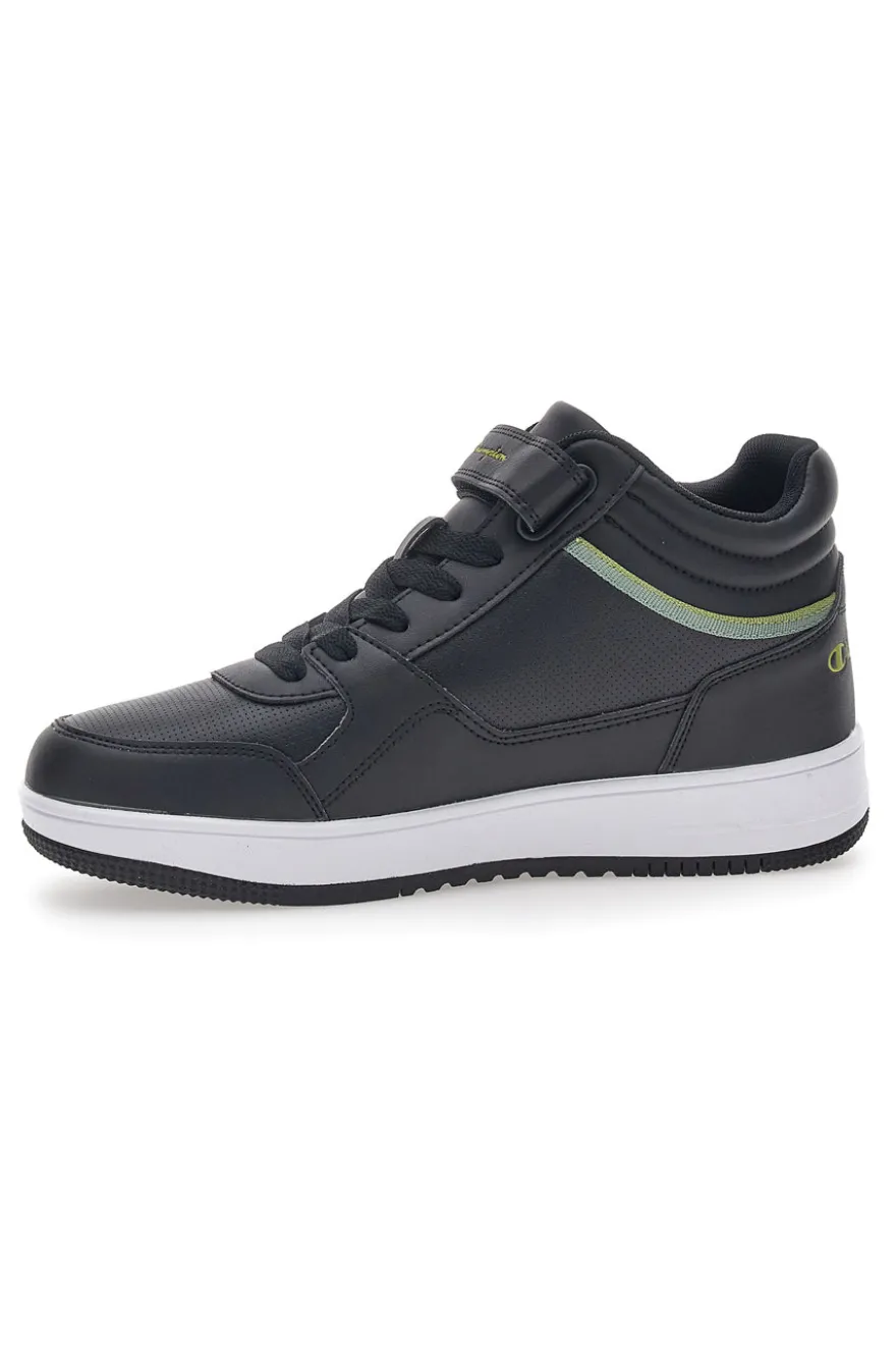 Sneakers Mid-Cut nere e Verde con Velcro CHAMPION REBOUND MID