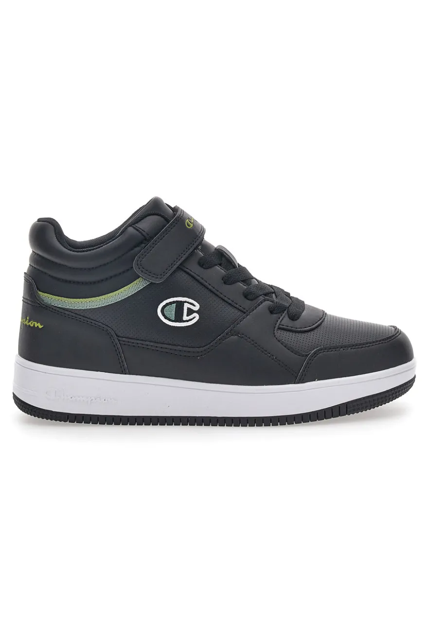 Sneakers Mid-Cut nere e Verde con Velcro CHAMPION REBOUND MID