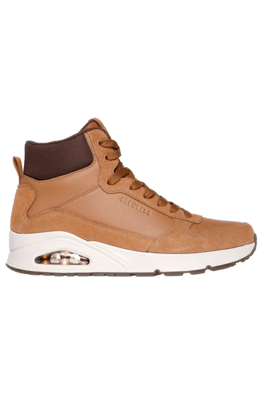 Sneakers mid-top color cuoio in suede e duraleather Skechers Uno Stacre Mid