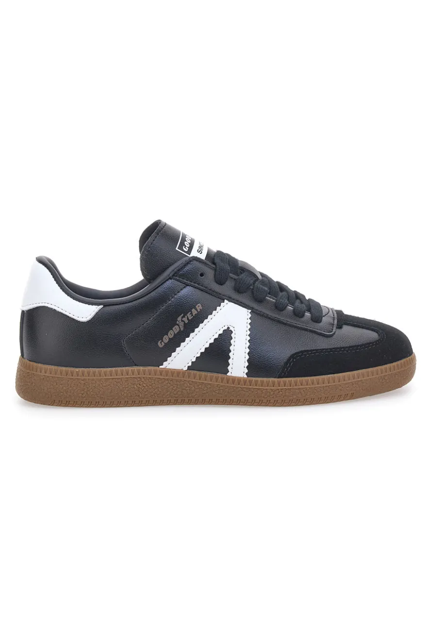 Sneakers Nere con Bande Bianche in Vera Pelle CANGURO GY51001