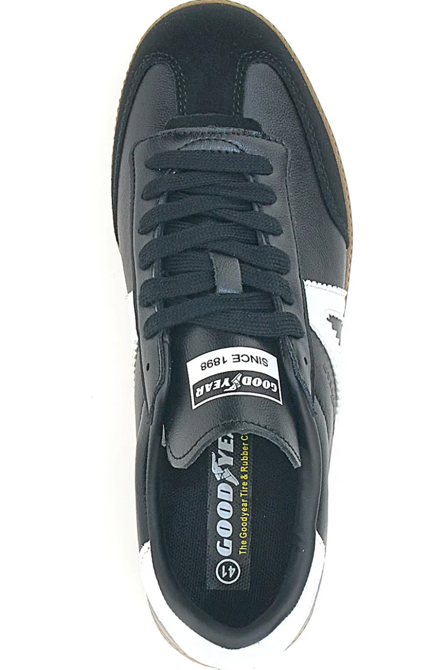 Sneakers Nere con Bande Bianche in Vera Pelle CANGURO GY51001