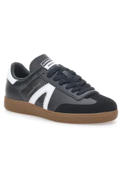 Sneakers Nere con Bande Bianche in Vera Pelle CANGURO GY51001
