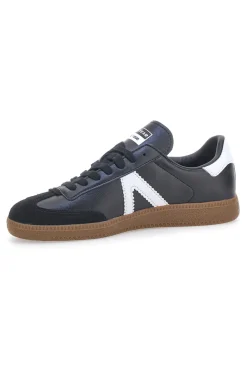 Sneakers Nere con Bande Bianche in Vera Pelle CANGURO GY51001