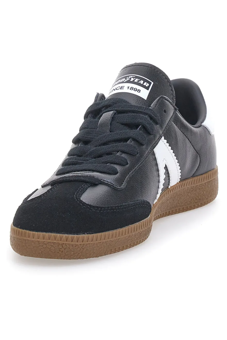 Sneakers Nere con Bande Bianche in Vera Pelle CANGURO GY51001